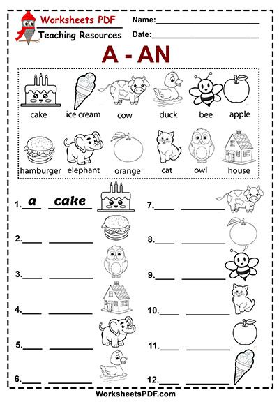 Articles In English, Indefinite Articles, Definite And Indefinite Articles, Rhyming Words Worksheets, Articles Worksheet, Articles For Kids, Kindergarten Phonics Worksheets, English Worksheets For Kindergarten, Grammar For Kids