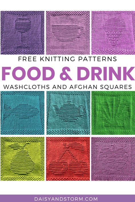 Square Knitting Patterns, Daisy And Storm, Knitted Squares Pattern, Knitted Dishcloth Patterns Free, Knitted Washcloth Patterns, Dishcloth Patterns Free, Knitted Blanket Squares, Knitting Squares, Knitting Blocking