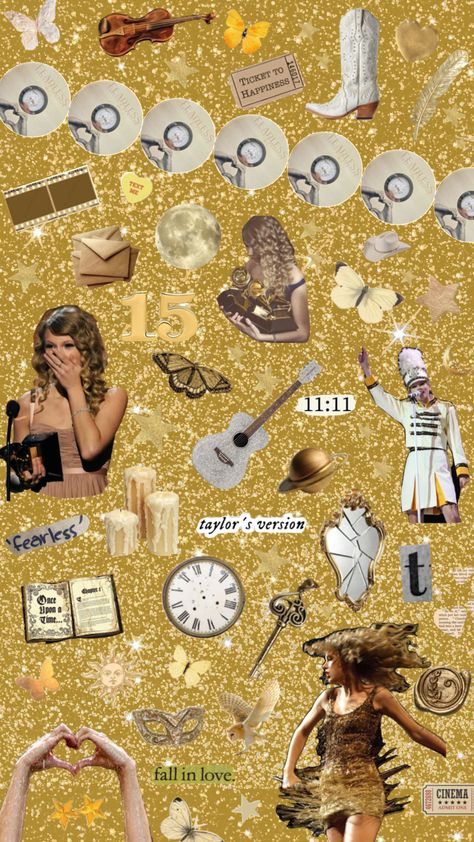 #taylorswift #fearless#taylorsverion #aesthetic #eras #erastour #taylornation Taylor Swift Fearless Symbols, Fearless Taylor Swift Mood Board, Taylor Swift Aesthetic Fearless, Aesthetic Fearless Taylor Swift, Fearless Taylor Swift Journal, Fearless Aesthetic, Taylor Swift Fearless Aesthetic Collage, Song Journal, Eras Party