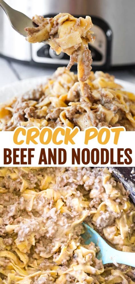 Crock Pot Beef And Noodles, Beef And Noodles Crockpot, Ground Beef Crockpot Recipes, Slow Cooker Ground Beef, Egg Noodle Recipes, Crock Pot Beef, Slow Cooker Dinner Recipes, Easy Crockpot Dinners, Slow Cooker Recipes Beef