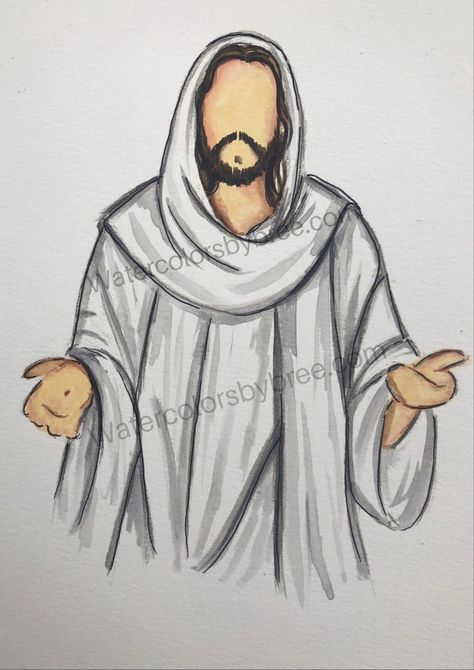 Portraits of Christ – Watercolorsbybree How To Draw Jesus, Church Drawing Easy, Christian Sketches, Faith Drawings, Jesus Drawings Sketches, Christian Drawings Easy, Jesus Doodles, Drawing Of Jesus, Jesus Christ Drawing