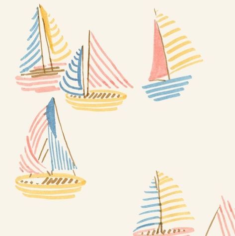 Ship Doodle, Sailboat Illustration, Nautical Scrapbook, Art For The Bathroom, Summer Painting Ideas, Sailboats Painting, Neutral Nautical, Sailboat Watercolor, Nautical Illustration