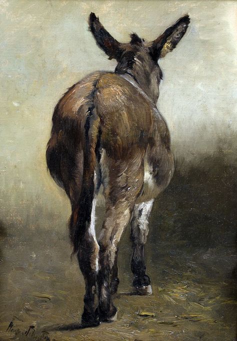 Henry Schouten (Belgian, 1864-1927) - Study of a donkey, oil on canvas, 27 x 39 cm. Watercolor Art Face, Ear Art, Oil Painting Inspiration, Wildlife Artwork, Horse Artwork, A Donkey, Pop Art Canvas, Indian Art Paintings, Equine Art