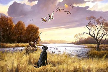 The Sky is the Limit - Mallard Hunting Scene by Larry Chandler Waterfowl Art, Hunting Painting, Hunting Art, Embroidery Wall Art, Wall Art Crafts, Duck Hunting, Natural Scenery, Dog Paintings, Outdoor Art