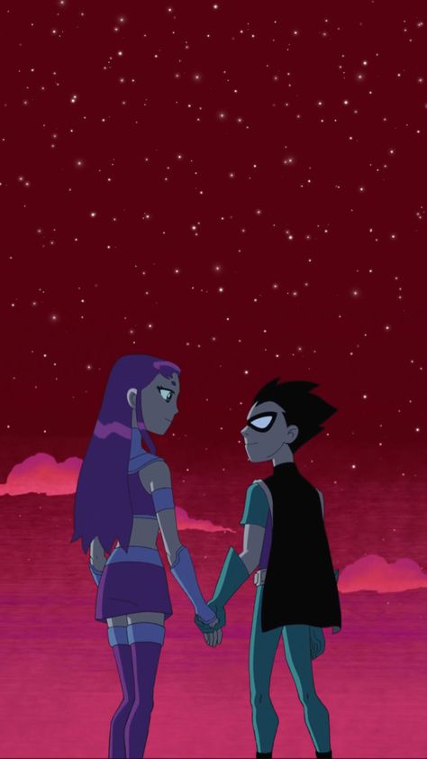 Starfire And Robin Wallpaper, Robin Y Starfire, Teen Titans Aesthetic, Teen Titans Wallpaper, Titans Aesthetic, Titans Robin, Robin Starfire, Teen Titans Love, Teen Titans Robin