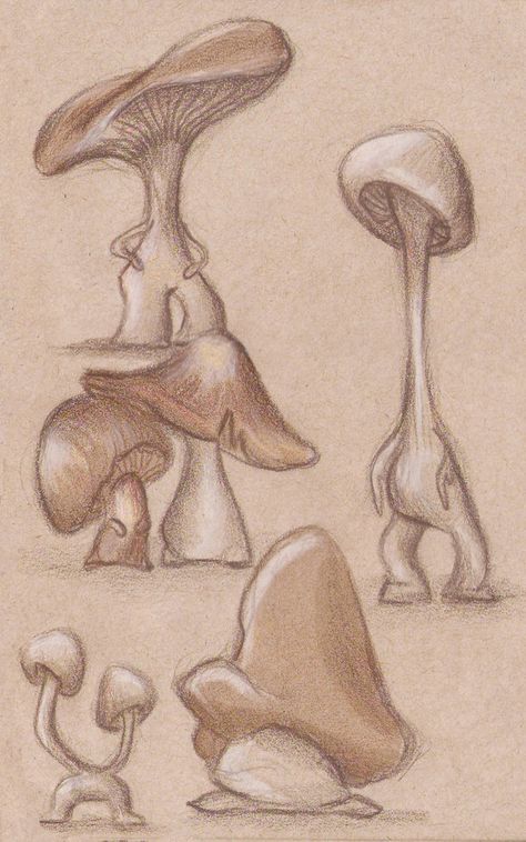 Mushroom Drawing Inspiration, Fairytale Aesthetic Drawing, Cigeratte Reference, Drawings Mushroom Fairy, Mushroom Fantasy Drawing, Mythical Creature Drawing Ideas, Character Design Mythical, Fungi Art Drawing, Things To Paint Mushroom