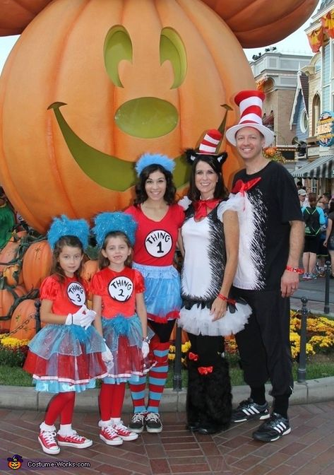 Lana: We went to Disneyland for the special Halloween party and wanted to go themed. What better than the Cat in the Hat Dad and Mom along with their 'things' in... Mummy Halloween Costume, Family Themed Halloween Costumes, Halloween Costumes 2014, Themed Halloween Costumes, Costume Works, The Cat In The Hat, Cat Halloween Costume, Special Halloween, Family Of Five