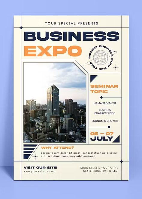 Business Expo Flyer Template AI, EPS, PSD Business Expo Poster, Expo Poster Design Ideas, Event Flyer Design Inspiration, Text Flyer Design, Business Poster Design Ideas, Business Flyer Design Marketing, Infographic Flyer, Seminar Flyer, Flyer Graphic Design