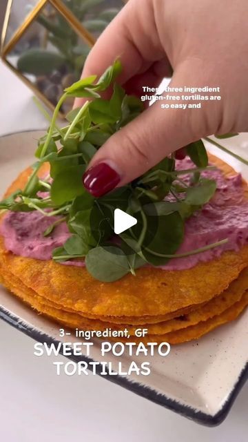 Easy Plant Based Recipes on Instagram: "✨ EASY & GF 3- INGREDIENT SWEET POTATO TORTILLAS 🔥   | Follow @waytohealthkitchen for more delicious recipes and healing tips ❤️ Guys, these are so easy to make, taste delicious and hide phenomenal nutrient- dense sweet potatoes 🤤|  ✨ INGREDIENTS✨  🌱 2 cups mashed sweet potato 🌱 1 1/4 cup cassava flour 🌱 1/4 cup unrefined coconut oil, melted |  ✨ INSTRUCTIONS✨  🌱 Boil peeled and chopped sweet potatoes (about 1.5 medium size) until fork tender. Mash and add other ingredients. Oil your hands and create 6 equal balls then put each between 2 parchment papers and roll then use a bowl or something of round shape to create tortillas. Pan- fry for couple minutes each side.|  😍 ENJOY & tag someone that has to see this   By @waytohealthkitchen  #glutenf Sweet Potato Tortillas, Easy Plant Based Recipes, Mashed Sweet Potato, Healing Tips, Plant Based Recipes Easy, Pan Fry, Unrefined Coconut Oil, Cassava Flour, Easy Plants