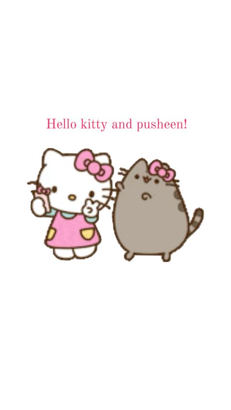 Hello kitty and pusheen are friends Pusheen Hello Kitty, Hello Kitty And Pusheen, Kitty Wallpaper, Hello Kitty Wallpaper, Pusheen, Hello Kitty, Kitty