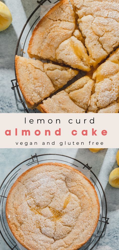 Vegan Lemon Curd, Curd Cake, Lemon Curd Cake, Dessert Sans Gluten, Vegan Baking Recipes, Desserts Vegan, Cake Vegan, Gf Desserts, Almond Cake