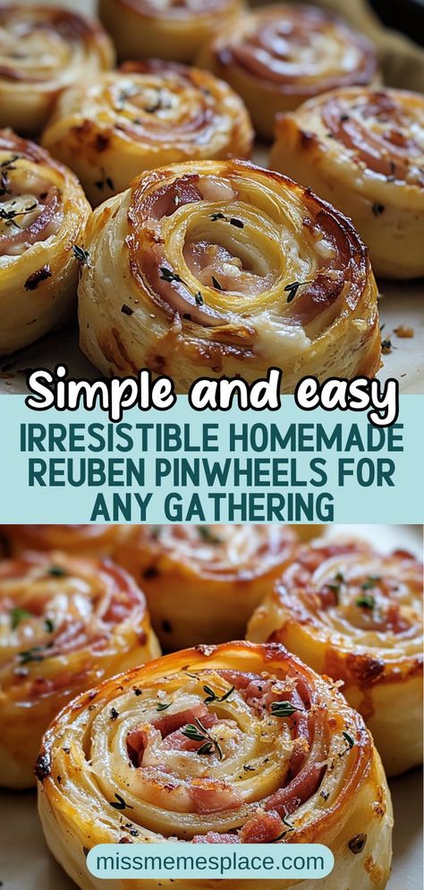 Elevate your party snacks with these irresistible Homemade Reuben Pinwheels! Combining the classic flavors of corned beef, Swiss cheese, sauerkraut, and Thousand Island dressing, these pinwheels are perfect for game day, picnics, or casual get-togethers. With just a few simple ingredients and minimal prep time, you can create a crowd-pleasing appetizer that will have everyone asking for the recipe. Serve them chilled or fresh, and watch them disappear quickly! Party Appetizers Pinwheels, Rye Party Bread Appetizers, Reuben Appetizer Parties Food, Reuben Balls Recipe, Ruben Pinwheels, Game Day Sides, Reuben Pinwheels, Mini Reubens, Pinwheels Appetizers