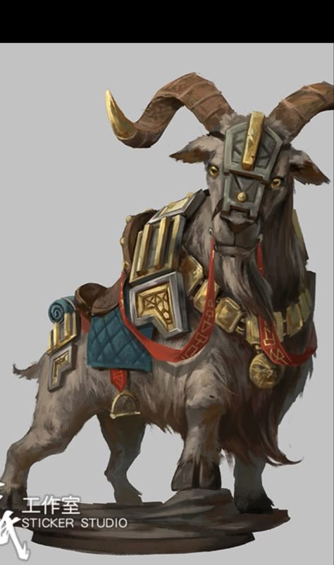 Dnd Pets And Mounts, Goat Warrior, Fantasy Herbivores, Dnd Mounts, Boar Mount Dnd, Giant Goat Dnd, Fantasy Dwarves Art, Boar Fantasy Creature, Wild Boar Concept Art