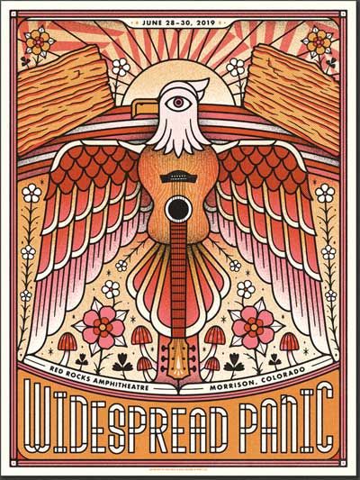 Happy Birthday Jojo, Show Posters, Widespread Panic, Red Rock Amphitheatre, Screen Print Poster, The Jam Band, Eagle Art, Vinyl Record Art, Music Illustration