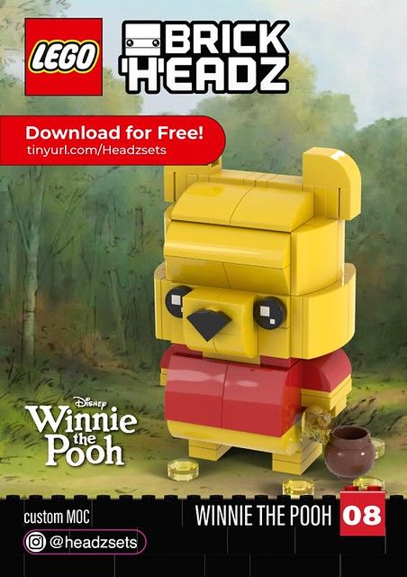 FREE Pooh BrickHeadz Instructions! | Happy Valentine’s Day t… | Flickr Lego Brick Headz, Lego Christmas Ornaments, Lego Christmas, Lego Animals, Lego Lovers, Lego Activities, Amazing Lego Creations, Lego Modular, Lego Craft