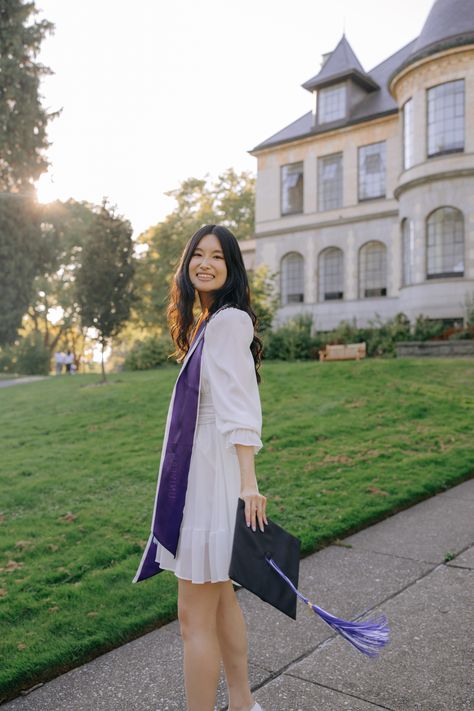 University of washington grad portraits in Seattle, Washington University Photoshoot, University Of Washington Graduation, Graduation Photos Washington Dc, Graduation Pictures On Campus, Senior Photos On Campus, Berkeley Graduation Photos, Uc Berkeley Graduation Photos, Graduation Look, University Graduation