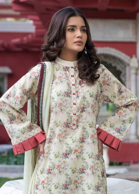 Malhar Lawn Printed Bamboo Summer 2019 Collection | Malhar Summer Lawn | Mother Allover Lawn Prints Collection. डिजाइनर कपड़े, Kurti Sleeves Design, Pakistani Fashion Casual, Pakistani Dresses Casual, Kurta Neck Design, Salwar Kamiz, Cotton Kurti Designs, Beautiful Pakistani Dresses, Dress Neck Designs