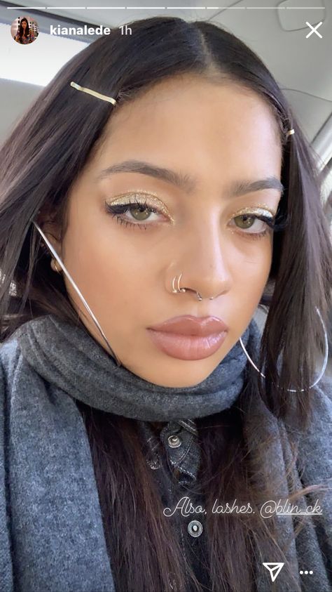 Kiana Lede Piercings, Straight Septum Piercing, Two Piercings Nose, Same Side Nose Piercing, Double Nose Septum Piercing, Septum And Nose Ring Combo, Multiple Nose Piercings Aesthetic, Double Ring Nose Piercing, Double Piercing Nez