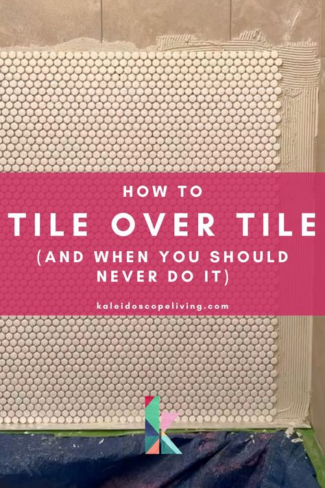 Tile Over Tile, Diy Tile Shower, Bathroom Tile Diy, Old Tiles, Tile Edge Trim, How To Tile, Cheap Tiles, Tile Removal, Cheap Flooring