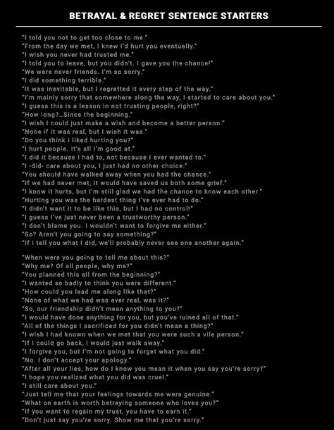 Writing Prompts About Betrayal, Writing Betrayal Scenes, Reasons For Betrayal Writing, How To Write A Betrayal Scene, Betrayal Story Prompts, Writing Prompts Betrayal, Betrayal Dialogue Prompts, Betrayal Writing Prompts, Betrayal Prompts