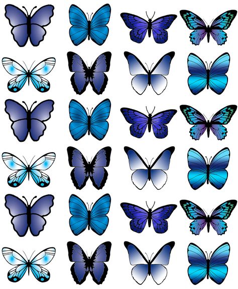 Blue Butterfly Cake, Edible Cups, Butterfly Cupcake Toppers, Photo Cake Topper, Butterfly Cake Topper, Mickey Mouse Images, Butterfly Cake, Birthday Cake Topper Printable, Butterfly Printable