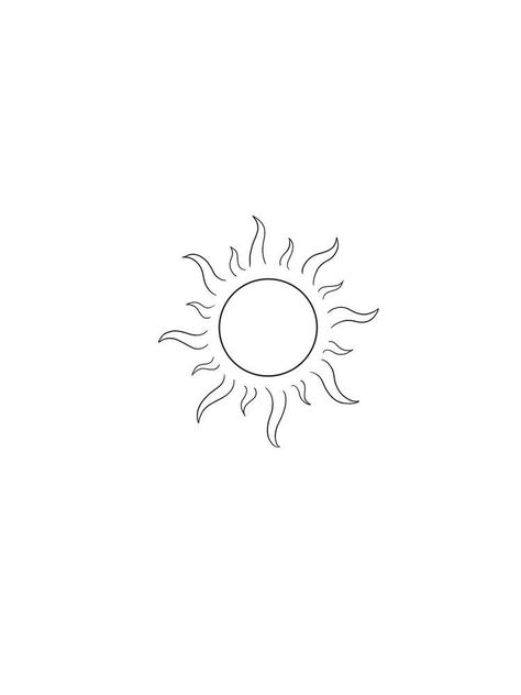 Le Soleil Tattoo, Sun Drawings Simple, Sun Tattoos Ideas, Minimalist Sun Tattoo Simple, Sun Outline Drawing, Sun Tattoo Designs Small, Simple Sun Tattoo Outline, Sun Simple Tattoo, Small Sun Tattoo Ideas