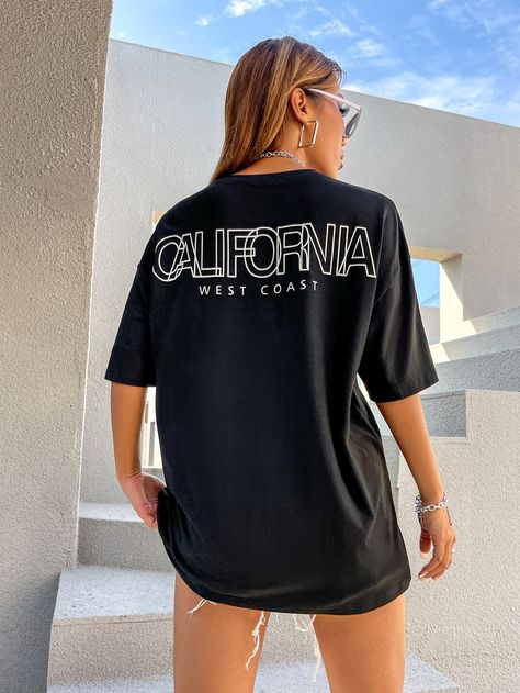 Summer Streetwear Graphic Tee, California T Shirt, Girls Tshirt, Streetwear Graphic Tees, Tee Shirt Fashion, Female Shorts, Drop Shoulder Tee, Shirt Design Inspiration, Surf Outfit