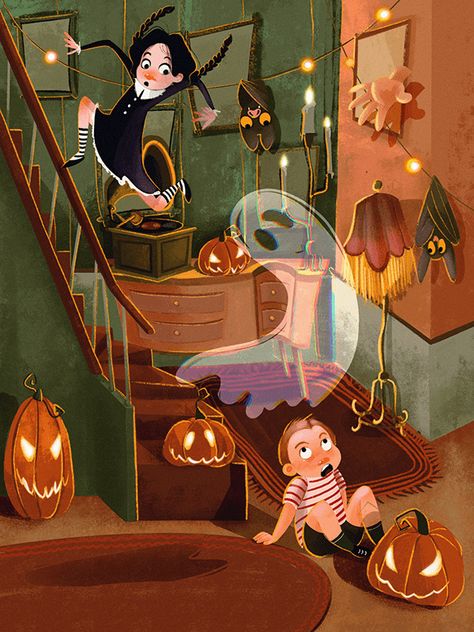 Creepy Pictures, Halloween Artwork, Picture Books Illustration, Childrens Books Illustrations, Book Illustration Art, Halloween Illustration, Halloween Drawings, Halloween Books, Halloween Pictures