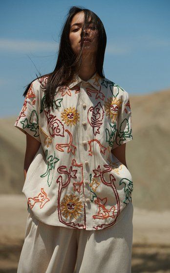 Women's Escvdo Fall/winter 2021 Collection | Moda Operandi Creation Couture, Embroidered Clothes, Embroidery Fashion, Looks Vintage, Embroidered Shirt, Western Wear, Moda Operandi, Diy Fashion, Diy Clothes