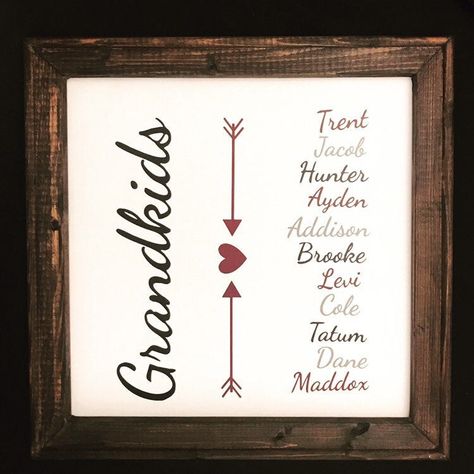 Excited to share this item from my #etsy shop: Grandkids sign, grandparent, Grandmother, gift, reverse canvas, sign, custom Reverse Canvas Sign, Grandkids Sign, Diy Gifts Cheap, Easy Handmade Gifts, Diy Gifts For Dad, Reverse Canvas, Cheap Christmas Gifts, Projets Cricut, Easy Diy Gifts