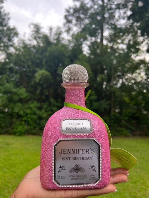 These custom handmade bottles make the perfect gift and keepsake for you or a loved one! Check out out @cheersxjasmin on IG for kore information! Pink Patron Bottle, Nyc Birthday, Patron Bottle, Scorpio Zodiac Sign, Color Candy, Custom Bottle, Custom Bottles, Black Barbie, Candy Pink