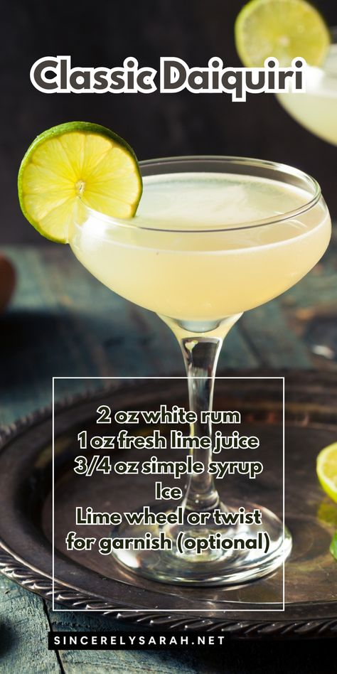 🍹 Discover the perfect blend of flavors with our Classic Daiquiri recipe! Whether you're hosting a summer party or just relaxing at home, this refreshing cocktail is a must-try. Made with simple ingredients, the "Classic Daiquiri" offers a burst of citrusy goodness with every sip. Learn how to master this timeless drink and impress your guests with its balanced taste. Cheers to classic cocktails and great company! 🌞 Classic Daiquiri Recipe, Fall Cocktails Easy, Classic Daiquiri, Simple Cocktail Recipes, Mint Chocolate Chip Cupcakes, Hot Chocolate Cocktail, Cocktail Cupcakes, Spiked Hot Chocolate, Daiquiri Recipe