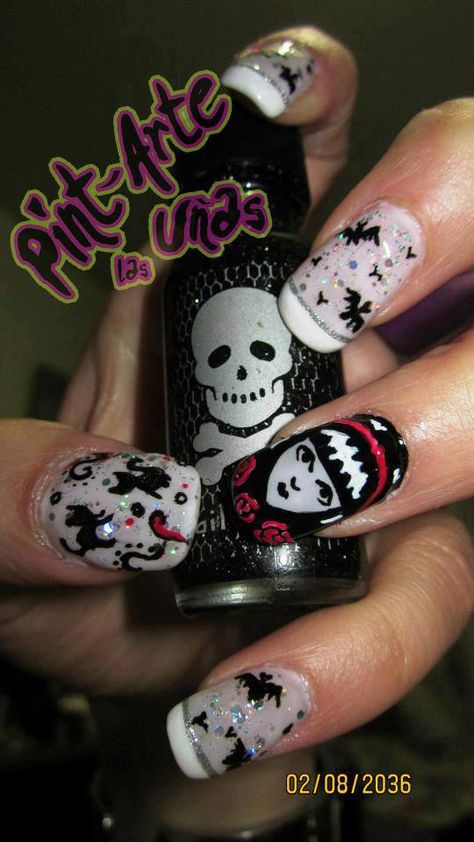 Nail Art With Paint, Maximalist Nails, Art With Paint, Emily Strange, Monster Nails, Emily The Strange, Nail Art Galleries, Nails Magazine, Art Paint