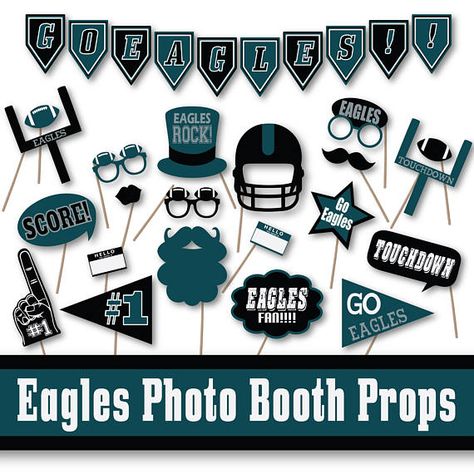 Eagles Football Photo Booth Props and Party Decorations - Printable Photo Props - Over 40 Props in PDF Format - INSTaNT DOWNLoAD Football Photo Booth, Eagles Party, Free Printable Bingo Cards, Photobooth Props Printable, Printable Photo Props, Eagles Super Bowl, Go Eagles, Philadelphia Eagles Football, Bingo Cards Printable