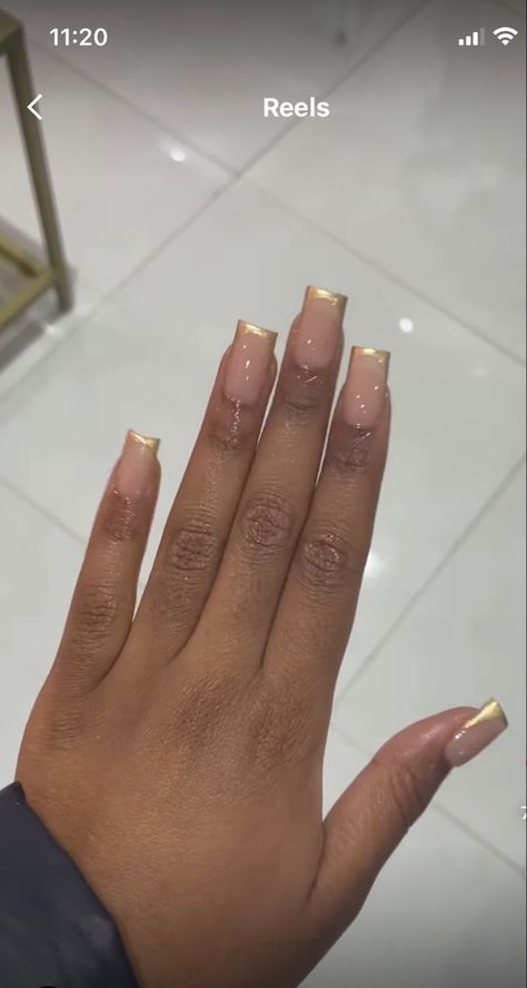 Gold Toe Nails, Gold Chrome Nails, Gold Acrylic Nails, Wow Nails, Work Nails, Soft Nails, Short Square Acrylic Nails, Summer Acrylic Nails, Acrylic Nails Coffin Pink