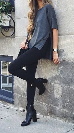 20 Cute Outfits With Black Ankle Boots To Copy - Society19 UK High Heeled Boots, Chique Outfits, Legging Outfits, Outfit Jeans, Mode Casual, Looks Black, Style Trends, Fashion Mode, Looks Style