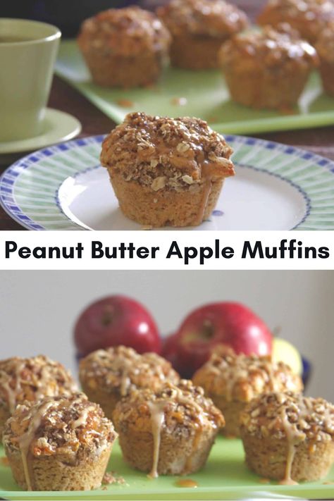 Peanut Butter Apple Muffins - super quick to make, tender, moist, not too sweet, bursting with fresh apples. These muffins truly what muffin dreams are made of! Apple Peanut Butter Muffins, Kid Muffins, Peanut Butter Muffins Recipes, Sweet Potato Peanut Butter, Apple Muffins Healthy, Apple Muffin Recipes, Peanut Butter Muffins, Apple And Peanut Butter, Organic Peanut Butter