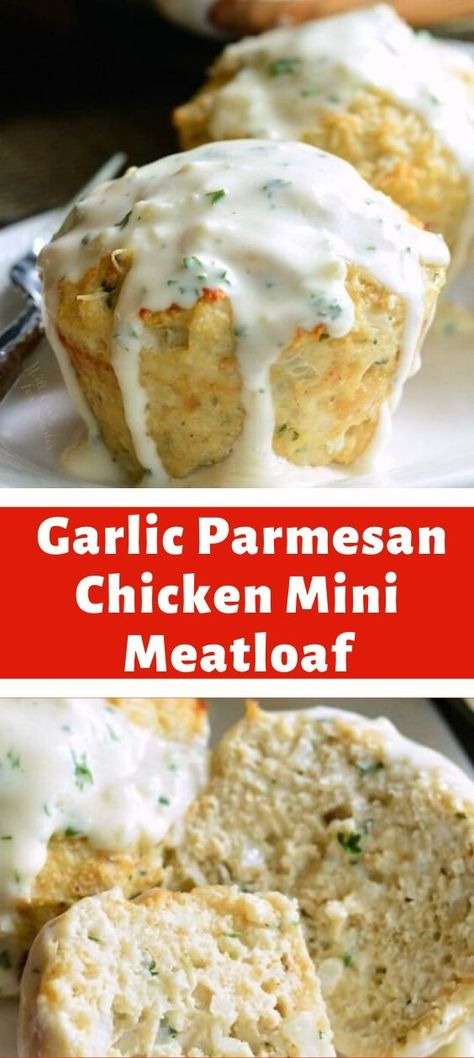 Mini Meatloaf Recipes, Mini Meatloaf, Chicken Meatloaf, Chicken Minis, Easy Chicken Dinner Recipes, Garlic Parmesan Chicken, Parmesan Chicken, Fashion 2016, Ground Chicken