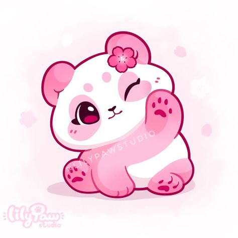 One of the coolest works I got to do this year is the redesign of the @hanamicon mascot Sakura, and I can finally show it you!!! 🙌🏻✨🐼🌸 (… | Instagram Lily Paw Studio, Kawaii Animals Drawings, Drawing Ideas Kawaii, Drawing Thinking, Bear Kawaii, Animal Mascot, Kitten Wallpaper, Bear Coat