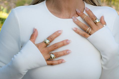 How to Stack Rings Like a Pro Wearing Multiple Rings, How To Wear Multiple Rings, How To Stack Rings, Ring Stacking Ideas, Melinda Maria Jewelry, How To Wear Rings, Ring Game, Stack Rings, Multiple Rings