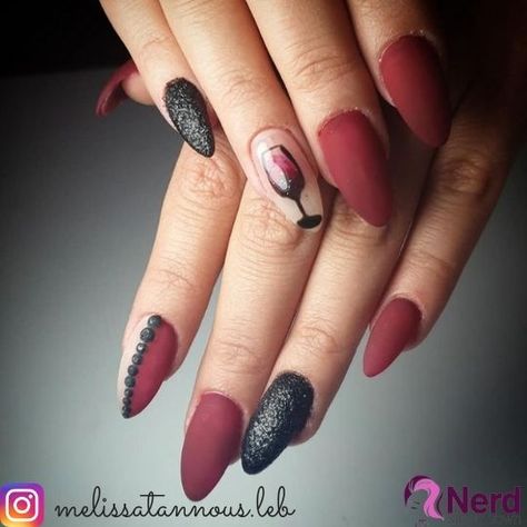 Wine Inspired Nails, Wine Bottle Nail Art, Wine Theme Nails, Red Nail Designs For Short Nails, Wine Glass Nail Art Design, Wine Design Nails, Wine Themed Nails, Wine Glass Nails Designs, Winery Nails