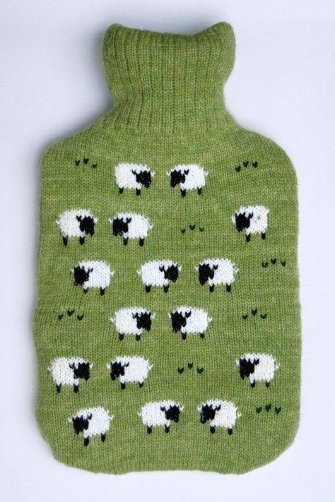 Knitted Hot Water Bottle, Knit Gifts, Sheep Design, Diy Knit, Counting Sheep, Fair Isles, Water Bottle Covers, Hot Water Bottle Cover, Hot Water Bottle