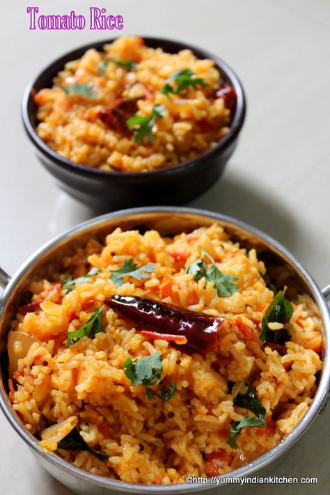 Tomato Rice Recipe Indian, Tomato Rice Recipe, Cooked White Rice, Indian Rice Recipes, Tomato Rice, Indian Rice, Indian Foods, Indian Breakfast, Indian Kitchen