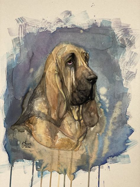 Blood Hound, Bloodhound Dogs, Acrylic Painting Diy, Inspiration Designs, Canine Art, Acrylic Gouache, Dog Painting, Dog Paintings, Painting Projects