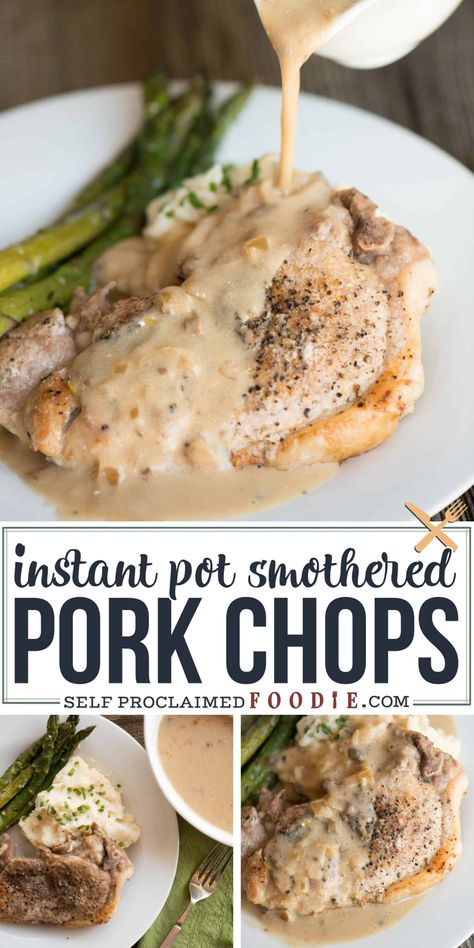 Instant Pot Smothered Pork Chops, Pressure Cooker Pork Chops, Creamy Mushroom Gravy, Bone In Pork Chops, Instant Pot Pork Chops, Pork Chop Recipes Crockpot, Easy Dinner Options, Pork Chops And Gravy, Smothered Pork