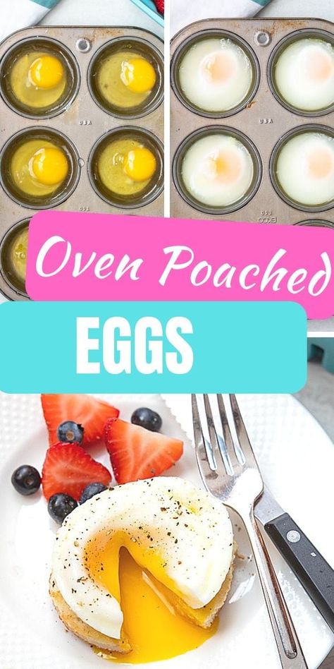 Oven Baked Poached Eggs, Poached Eggs In Muffin Tin, Baked Over Easy Eggs, Over Easy Egg Recipes, Over Easy Eggs In Oven, Oven Eggs Bake Muffin Tins, Baked Poached Eggs, Poached Eggs Oven, Baked Eggs In Muffin Tin