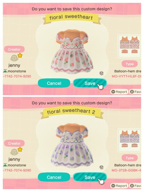 Matching Animal Crossing Outfits, Acnh Clothes Design Id Fairycore, Animal Crossing Qr Codes Clothes Summer, Acnh Outfits Summer, Preppy Animal Crossing Clothes, Cute Animal Crossing Outfit Codes, Animal Crossing Cute Dress Design, Dress Codes Acnh, Animal Crossing Designer Clothes Codes