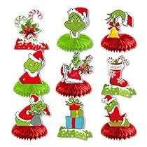 Christmas Party Centerpieces, Streamer Party Decorations, Green Christmas Decorations, Christmas Decorations Centerpiece, Grinch Christmas Party, Grinch Christmas Decorations, Christmas Cake Topper, Decor For Christmas, Christmas Grinch