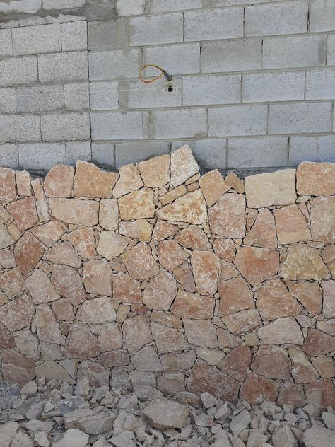 Natural Stone Cladding Exterior, Stone Wall Exterior, Stone Wall Outdoor, Stone Cladding Exterior, Front Porch Stone, Small Stone House, Mediterranean Homes Exterior, Stone Wall Design, Stone Wall Cladding