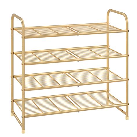 PRICES MAY VARY. 【4-TIER SHOE RACK】This shelves fit boots, high heels or slippers and hold 12-15 pairs of shoes. 【Multifunctional】In the kitchen, set the kitchenware and cutlery. In the living room, the shelves can hold sundries.Put it in the closet and keep the clothes neat. Make the utility room looks cleaner. 【STACKABLE AND EXPANDABLE FOR DIY】2 sets and more can be stacked vertically to get a complete 8-tier shoe rack or bridged horizontally to expand the unit. 【DURABILITY】 Made of thickened Industrial Shoe Rack, 4 Tier Shoe Rack, Metal Shoe Rack, Stackable Shoe Rack, College House, Adjustable Shoes, Shoe Storage Shelf, Boots High Heels, Shoe Rack Organization